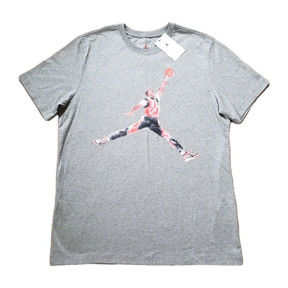 NWT 2021 Jordan Jumpman Painting Sz Large Mens Gray T-Shirt Chicago Bulls